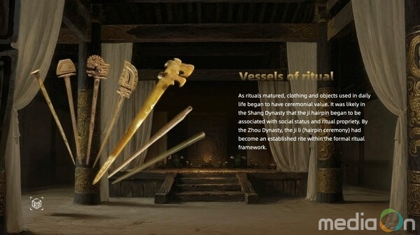A screenshot from the virtual exhibition showing hairpins from Shang Dynasty. /CGTN