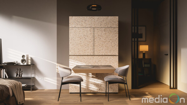 With ‘Miele Compact Living: Kitchen Unit powered by Hettich’, Miele presents a design study for highly functional and flexible kitchen solutions in even the smallest spaces. By combining appliances with adaptable furniture systems, the concept addresses the growing demand for efficient urban living without compromising on performance or design. (Photo: Miele)